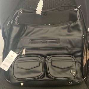 Lug Zipliner Classic VL Hobo Bag /backpack in solid black NWT